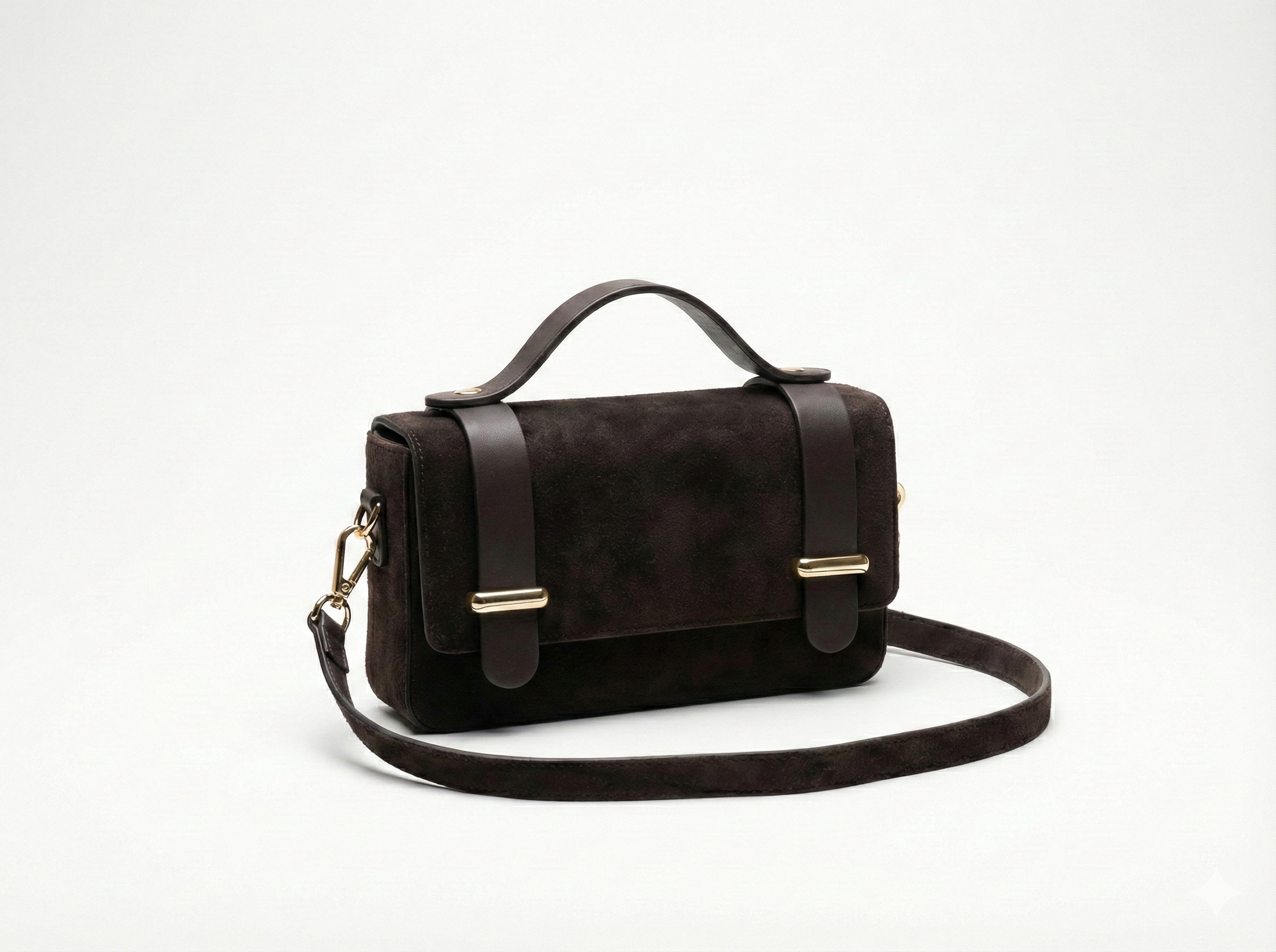 The Toscani Suede & Leather Satchel in Camel