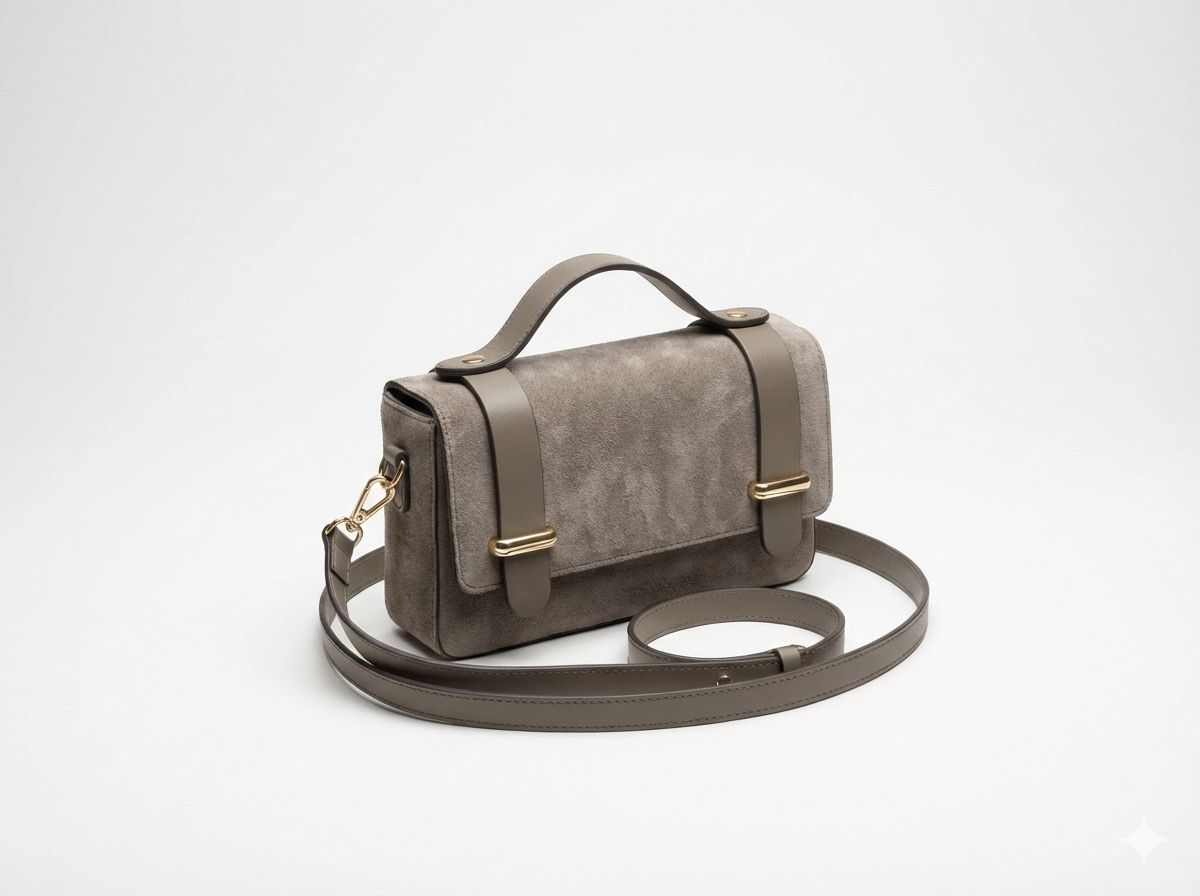 The Toscani Suede & Leather Satchel in Camel